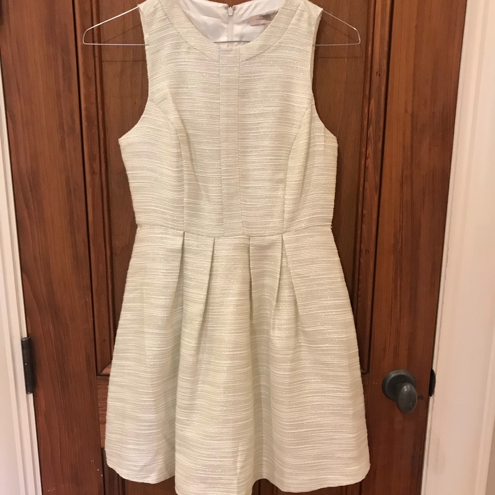 Cream shiny A-Line dress